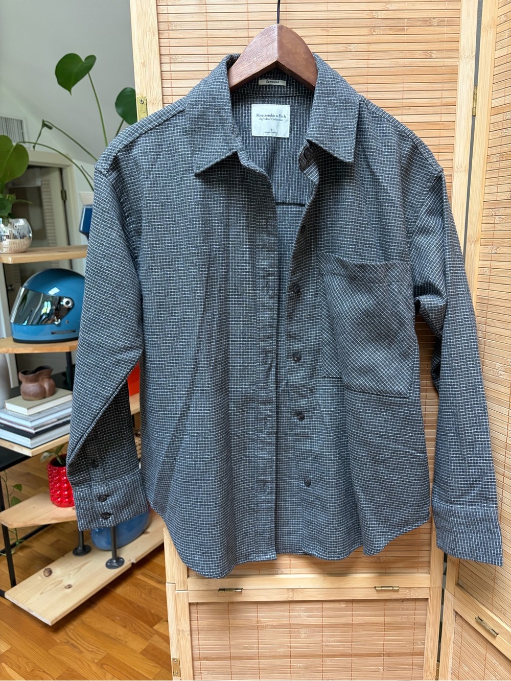 Abercrombie & Fitch Gray Checked Oversized Shirt